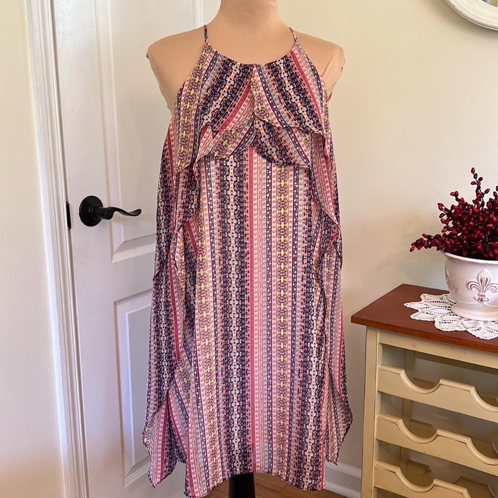 BCBG Georgette spaghetti strap knee length dress   Medium